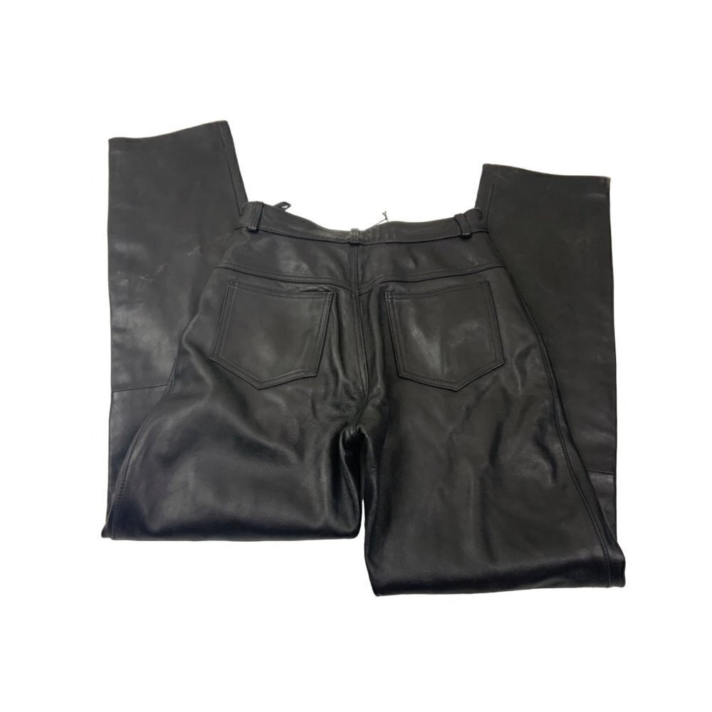 Nicola Berti Black Straight Leather Pants Sz 6